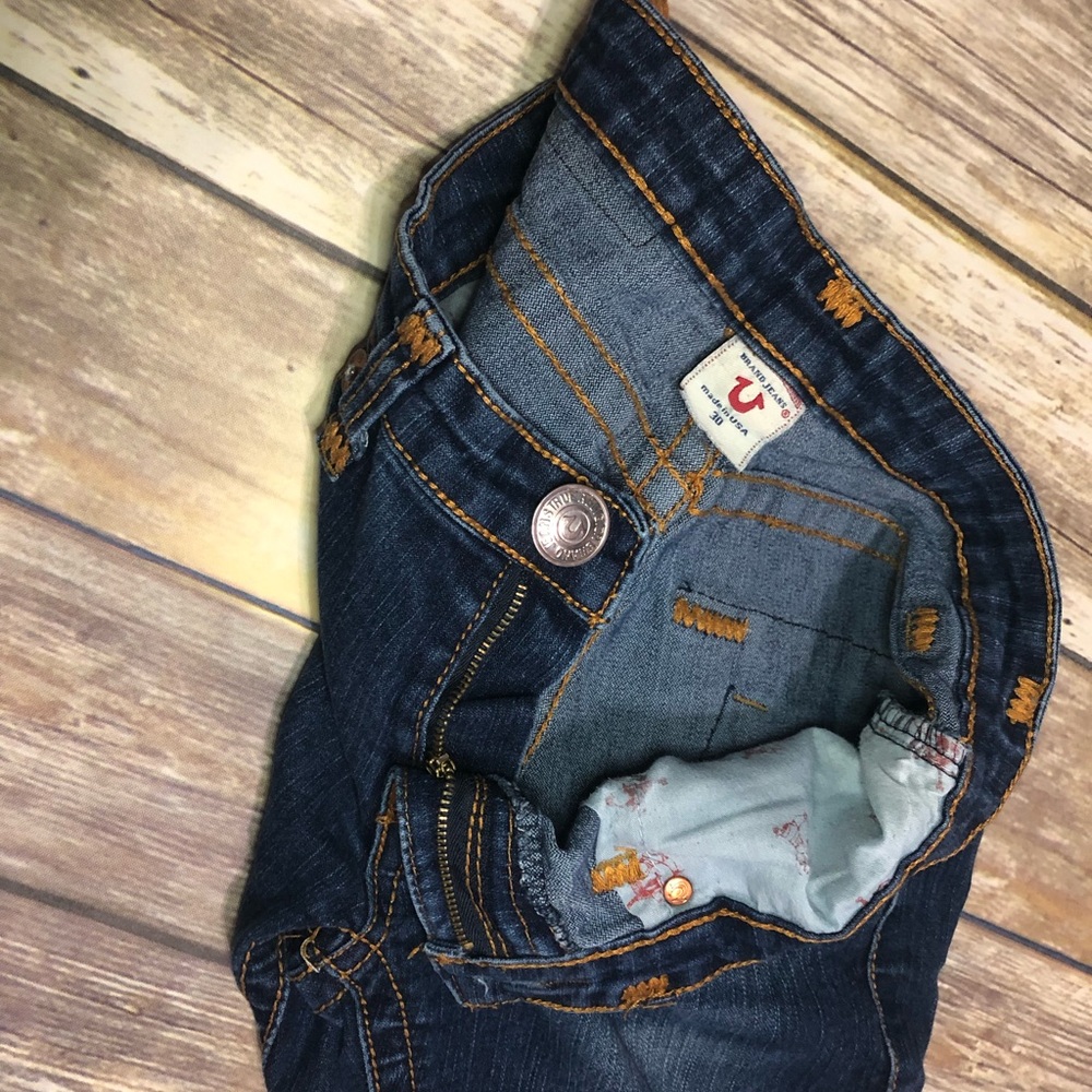 True Religion, made in USA, blue stretch skinny